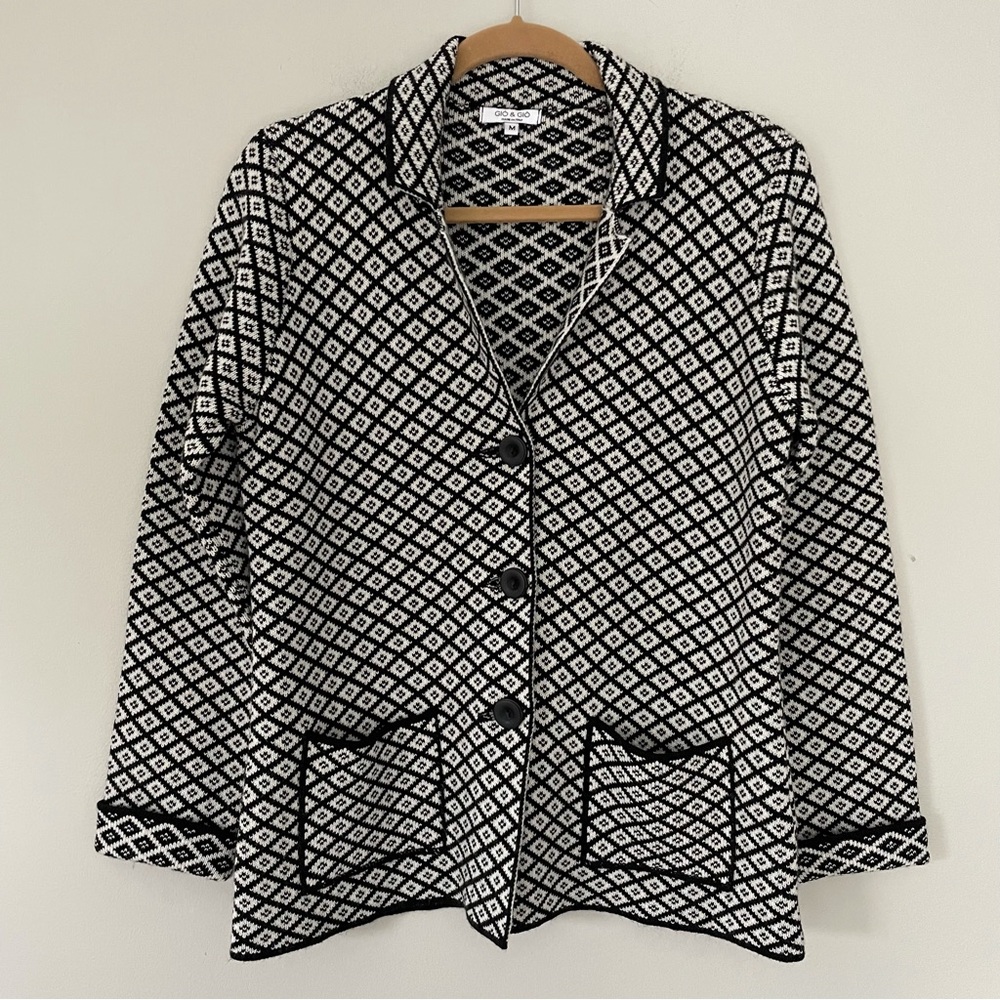 Gio & Gio Wool Blend Cardigan Sweater Blazer • Size Medium
